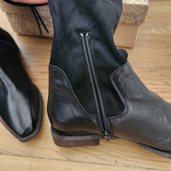 FREE PEOPLE Bicoastal Leather Over the Knee Boots Black Suede Size EU 37 /US 6.5 - Picture 9 of 10
